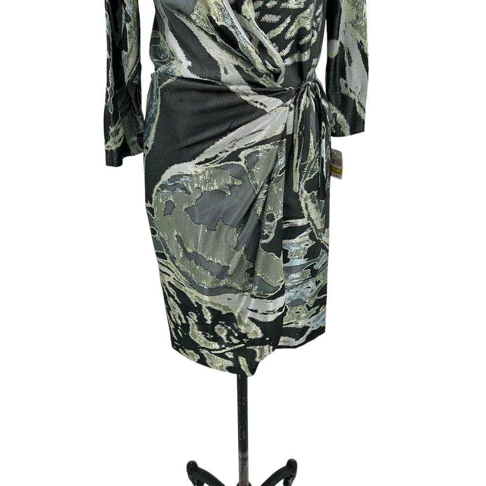 Diane Von Furstenberg Black and Olive Wrap Dress - Picture 3 of 11